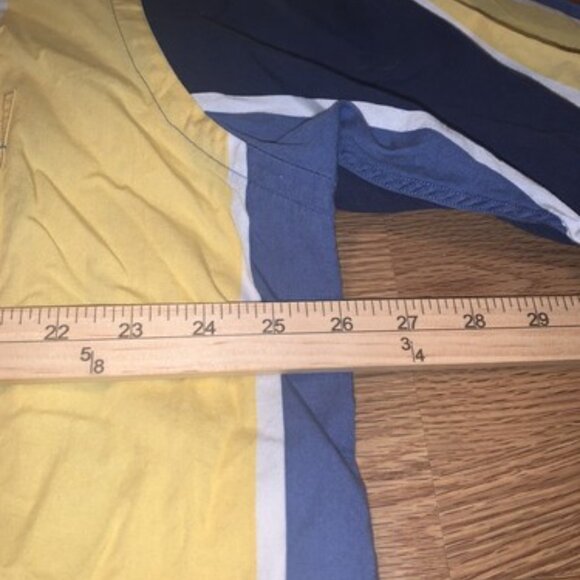 VTG Nautica Button Down Shirt Mens XL Blue Yellow Short Sleeve Striped - Picture 3 of 11